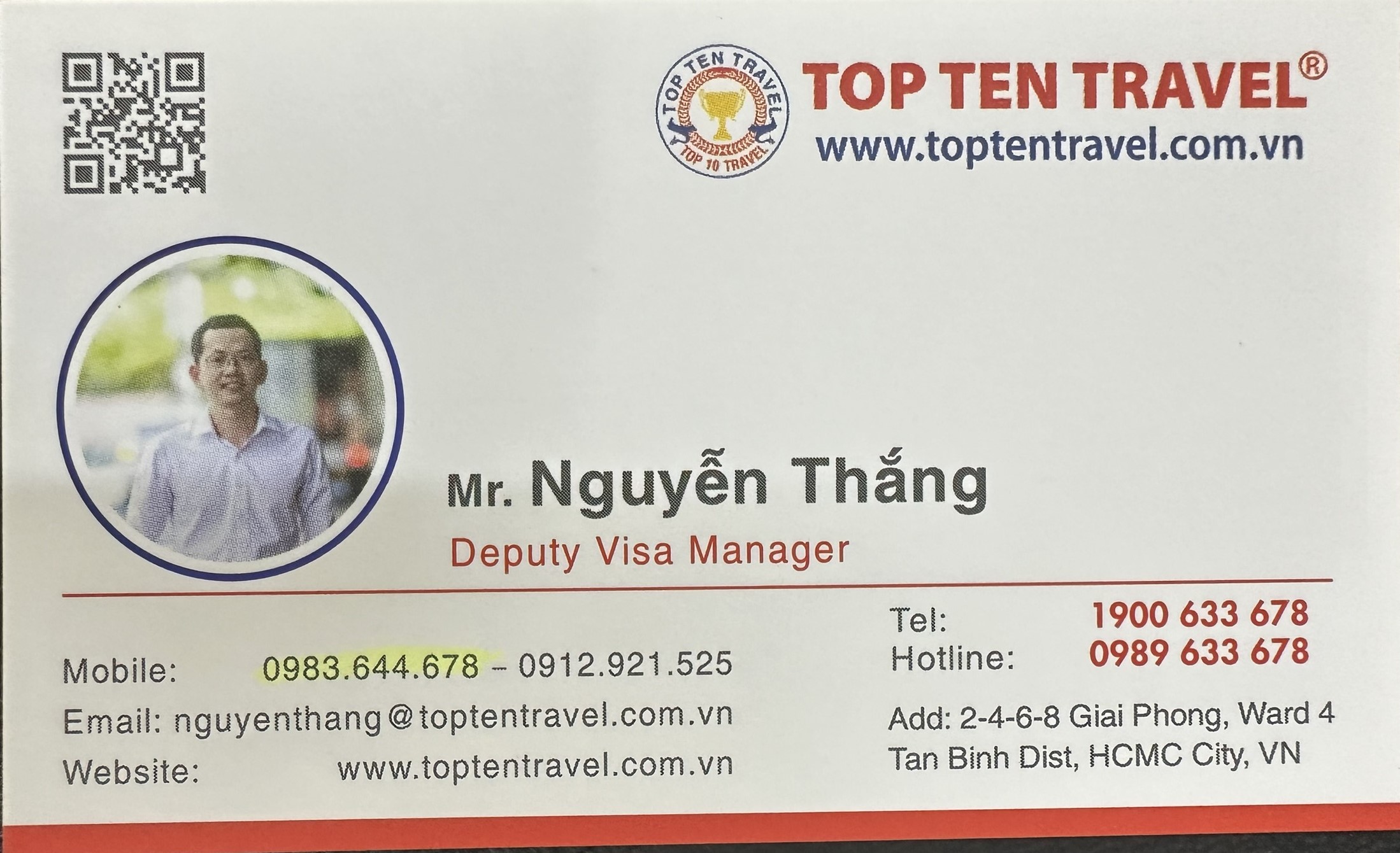 Card visit Nguyễn Thắng